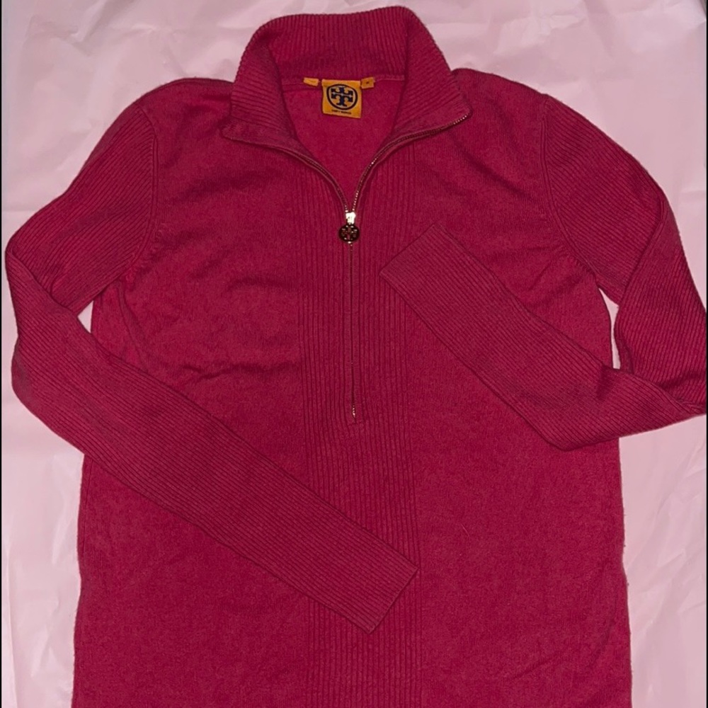 Tory Burch 1/4 zip tunic sweater